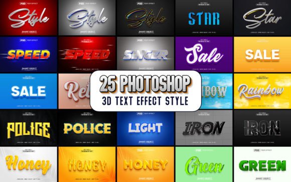 25 Photoshop 3D Text Effect Style Bundle for Instant Impact