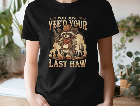 Add Western Sass with This Funny Cowboy Raccoon Png Design