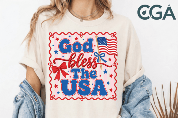 Celebrate Faith & Country: The God Bless the USA Patriotic Bow Flag Png