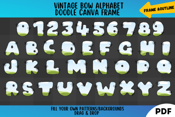 Charming Typography: Vintage Bow Alphabet Doodle Canva Frames