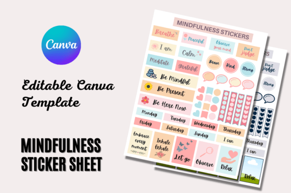Designing Calm: Using a Mindfulness Sticker Sheet Canva Editable Template