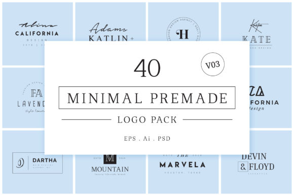 Minimal Premade Logo Bundle V03: Instant Branding for Creators